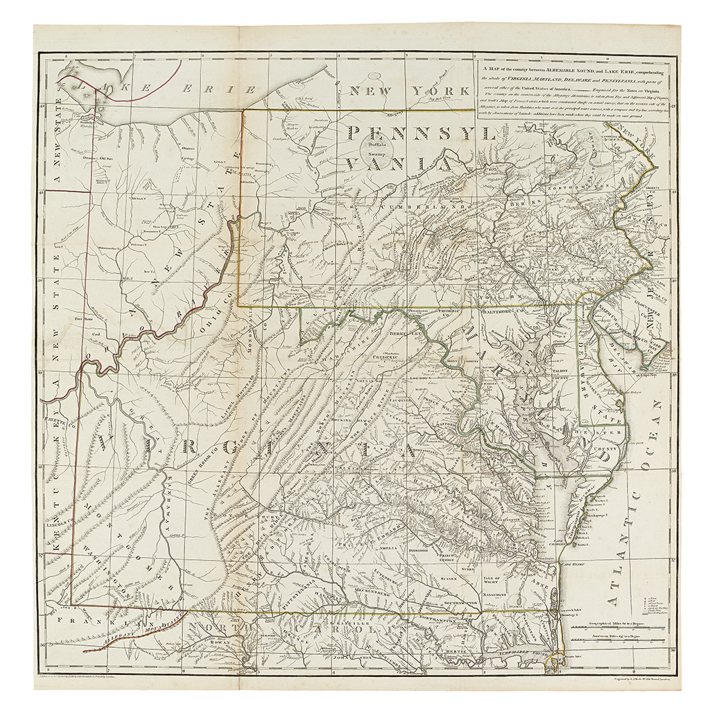 JEFFERSON, THOMAS. A map of the country between Albemarle Sound, and Lake Erie,